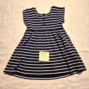 Hanna Andersson girls size 110 or 5 dress, blue & white stripe sleeveless